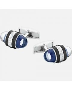 These are the Montblanc StarWalker Steel & Blue Lacquer Cufflinks. 