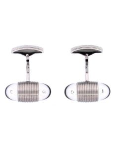 This pair of Montblanc Oval Cufflinks with Floating Diamonds has an engraved stripe design in the centre with the floating diamonds within the glass.