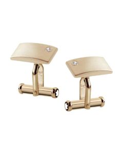 These Montblanc Rectangle 18K Rose Gold Cufflinks with Diamond come in a lacquered presentation box but without the original packaging.