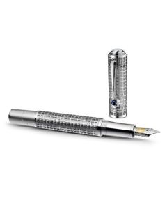 This Great Characters Albert Einstein Limited Edition 99 Fountain Pen by Montblanc has a skeleton design on the barrel and cap.