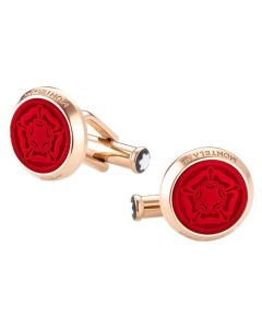 Montblanc's Tribute to Shakespeare Red and Gold Cufflinks are made of stainless steel and PVD with a rose design.