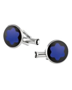 These Montblanc Urban Spirit Blue Snowcap Emblem Cufflinks have a face that is made of mineral glass in blue and black.