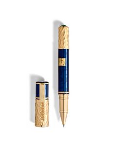 Montblanc's Masters of Art Gustav Klimt 4810 Rollerball Pen Limited Edition is made out of blue lacquer with a subtle pattern.