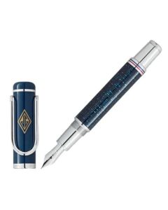 This Montblanc Great Characters The Great Gatsby Fountain Pen, Special Edition has a special blue resin barrel with platinum trims and a solid gold nib with special engraving.