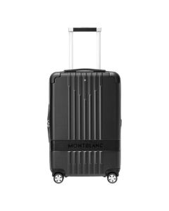 This Montblanc #MY4810 Black Cabin Compact Trolley has four spinner wheels with the Montblanc name engraved.