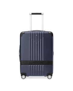 Montblanc's #MY4810 Blue Cabin Trolley Case is made out of polycarbonate with a blue exterior and black trims,