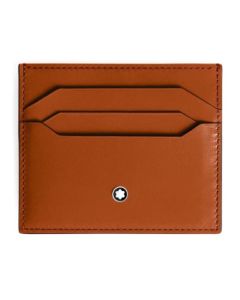 This Meisterstück 6CC Rust Leather Card Holder by Montblanc has 6 card slots and a top central pocket.