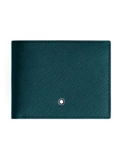 Montblanc's Sartorial Cyprus Blue Leather 6CC Wallet has 6 card slots inside the bifold and a banknote compartment.