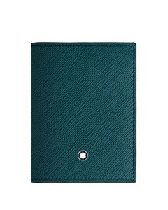 This Montblanc Sartorial 4CC Mini Wallet in Cyprus Blue has a bifold interior and can store multiple cards that fit neatly inside your pocket.