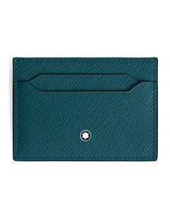 This Montblanc Sartorial Cyprus Blue Leather Card Holder 5CC has been made in Italy with cowhide leather.