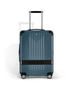 This Montblanc #MY4810 Cabin Trolley in Avio Blue has a retractable top handle that is adjustable in height for comfort.