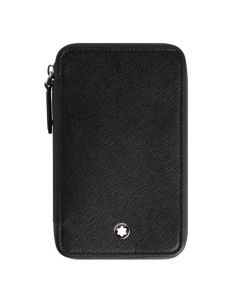 Montblanc's Sartorial Black Leather Zip-Around 8 Pen Pouch is made with saffiano textured cowhide leather in black.
