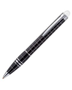 Montblanc's StarWalker Metal & Rubber Ballpoint Pen has a matte black barrel with the checked pattern in polished silver.