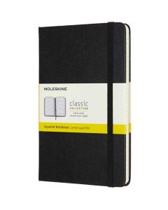 Medium Hard Cover Black Classic Squared Notebook
