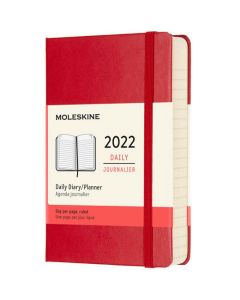 Pocket 12-Month Hard Cover Scarlet Red 2022 Daily Planner