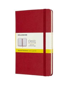 Medium Hard Cover Red Classic Squared Notebook