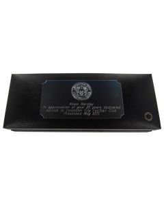 Montblanc corporate plaque engraving for Leicester City Football Club.