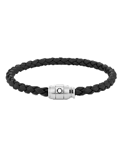 Montblanc's Black Woven Leather Bracelet Steel 3 Ring Fastening