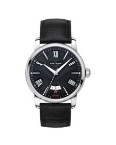 This black watch has been designed by montblanc.