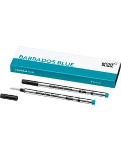 Montblanc turquoise blue pack of 2 medium rollerball refills.