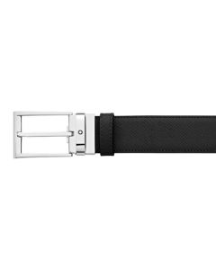 The Montblanc black and red textured leather Trapeze belt.