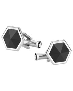 The Montblanc hexagonal black onyx cufflinks.