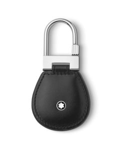Montblanc's Meisterstück Black Leather Key Fob with calfskin leather and polished stainless steel trims.