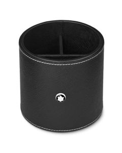 This Montblanc Round 3 Compartment Pen Holder in Black Leather looks great on your desk and can keep all your pens and pencils safe.