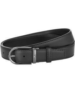 This is the Montblanc Business Line Horseshoe Ruthenium Pin Buckle Black Belt.