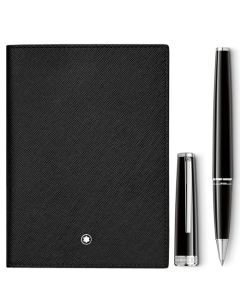 This Black Sartorial Passport Holder & PIX Rollerball Pen Set is designed by Montblanc. 