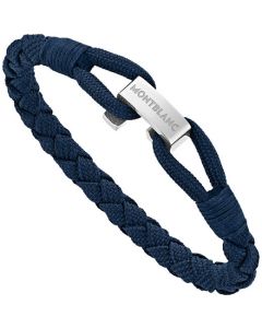 This Montblanc navy bracelet comes with the logo engraved onto the clasp.