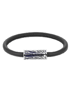 Montblanc's Meisterstück Bracelet The Origin Collection Blue is made out of stainless steel, lacquer and plain leather.