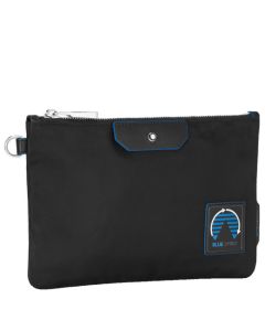 This is the Blue Spirit ECONYL® Small Pouch designed by Montblanc. 