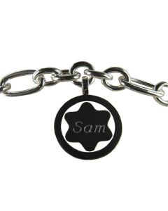 The pendant on this Montblanc bracelet has been engraved.