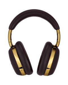 These Montblanc Brown Over-Ear MB 01 Smart Travel Headphones feature a smooth leather finish.