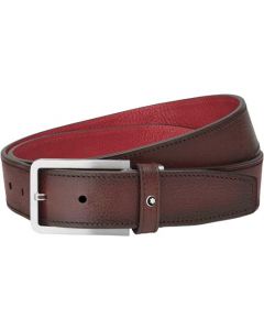This is the Montblanc Casual Line Rectangular Matt Stainless Steel Pin Buckle Brown/Red Belt. 
