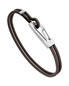 This Montblanc bracelet is made from brown woven leather material.