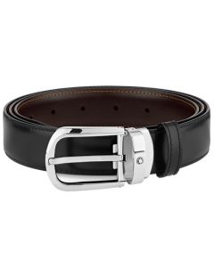 This Curved Horseshoe Reversible Black/Brown Business Line Belt is designed by Montblanc. 