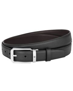 This is the Montblanc Business Line Trapeze Stainless Steel & Black/Brown Saffiano Pin Buckle Belt. 