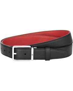 This is the Montblanc Business Line Rectangular Polished Palladium Pin Buckle Reversible Black/Red Belt. 
