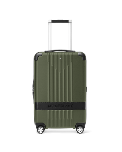Montblanc's #MY4810 Compact Cabin Trolley Clay Green with engraved branding and the snowcap emblem.