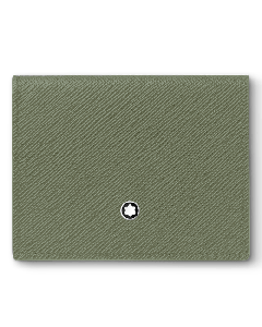 This Montblanc Sartorial 4CC Trio Clay Green Saffiano Card Holder has the snowcap emblem on the front.