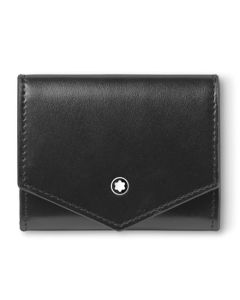 This Montblanc Meisterstück Black Leather Coin Case has been made out of cowhide leather with a shiny exterior.