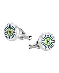 The Montblanc São Paulo cufflinks come with the Brazilian flag colours on the front.