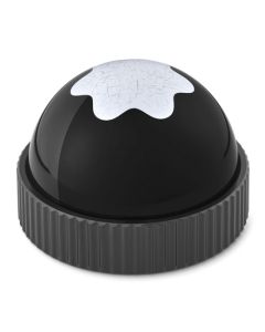 This Montblanc Snowcap Emblem Dome Paperweight has a ridged edge and a velvet base, also in black.