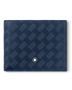 Montblanc's Extreme 3.0 6CC Wallet Ink Blue with the iconic snowcap emblem. 