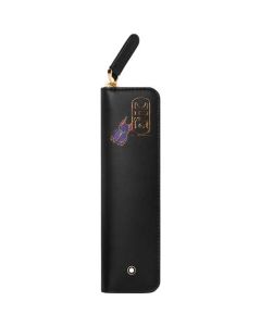 This Montblanc Heritage Egyptomania Black Meisterstück Selection 1-Pen Pouch features a scarab beetle on the front.