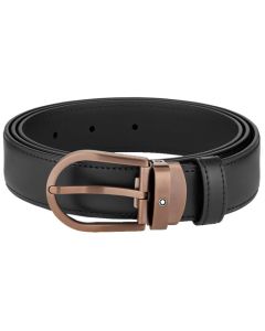 This Horseshoe Matt Bronze PVD Black Pin Buckle Belt was designed by Montblanc. 