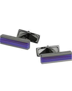 Iconic Black PVD and Blue Glass Bar Cufflinks