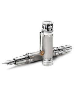 Montblanc's Great Characters Leonardo Fountain Pen Limited Edition 3000 has been platinum-plated with an intricate design inspired by the works of Leonardo Da Vinci.